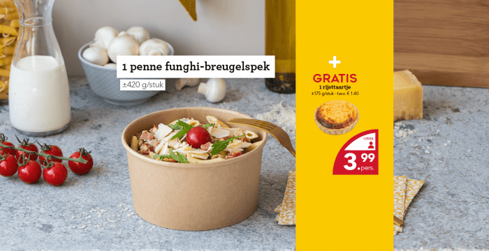 promo actie Penne met gratis rijsttaartje