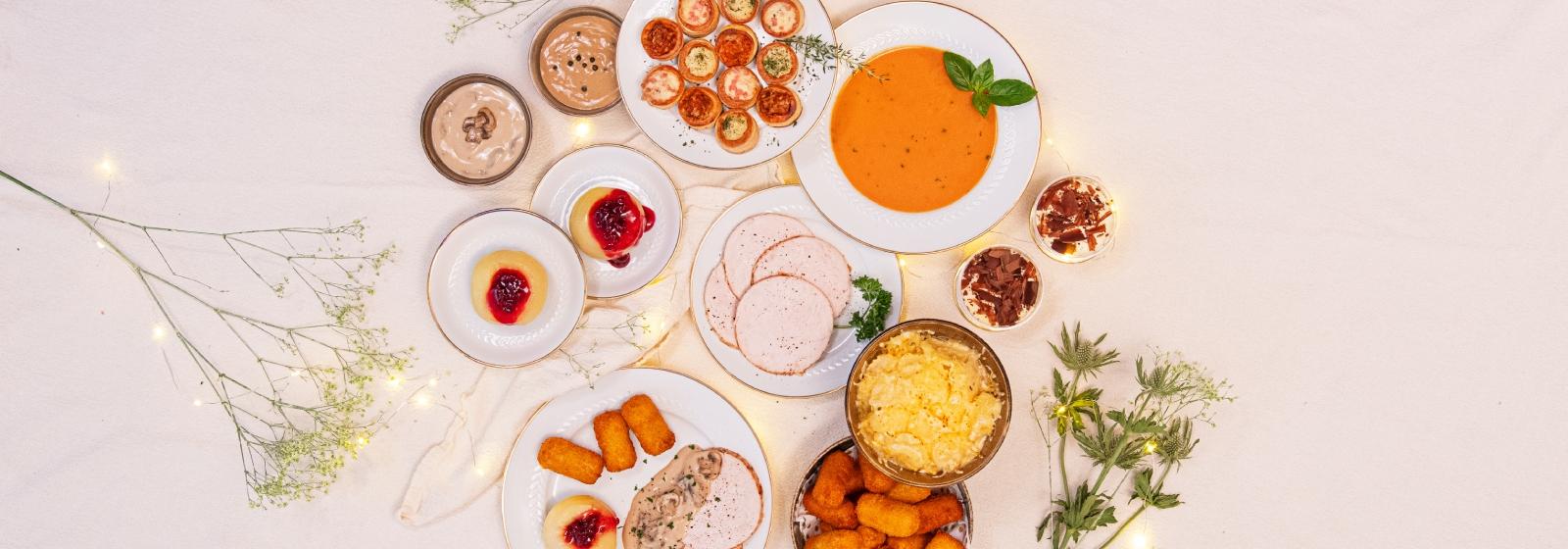Feestmenu met kalkoenfilet