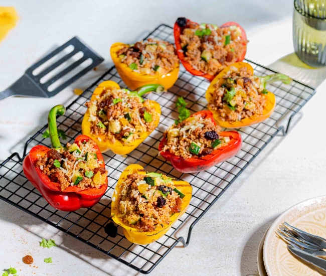 Gegrilde paprika met gehakt 