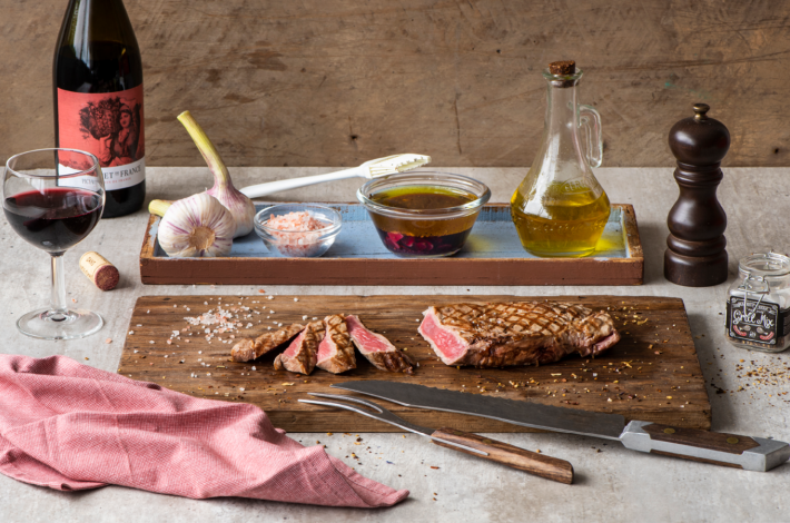 Entrecôte in marinade van rode wijn