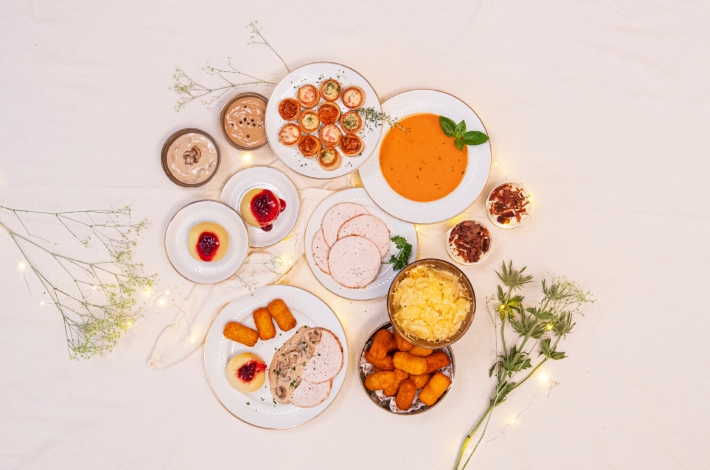 Feestmenu met kalkoenfilet