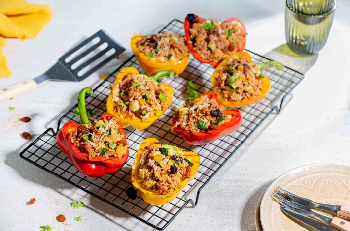Gegrilde paprika met gehakt 